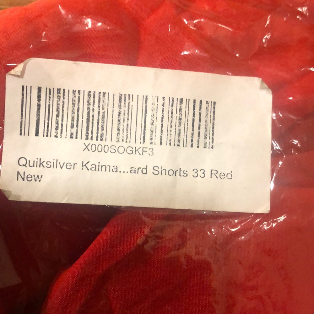 Quick silver Kai a shorts 33 red new